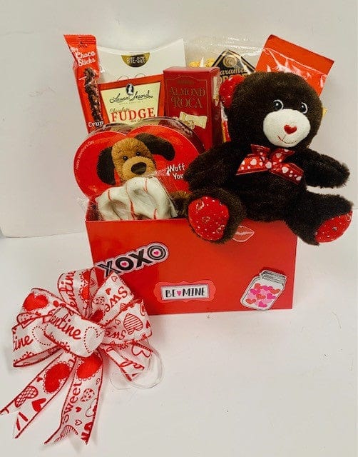 Valentine's Day Gift Basket, Soft Teddy Bear, Sweets